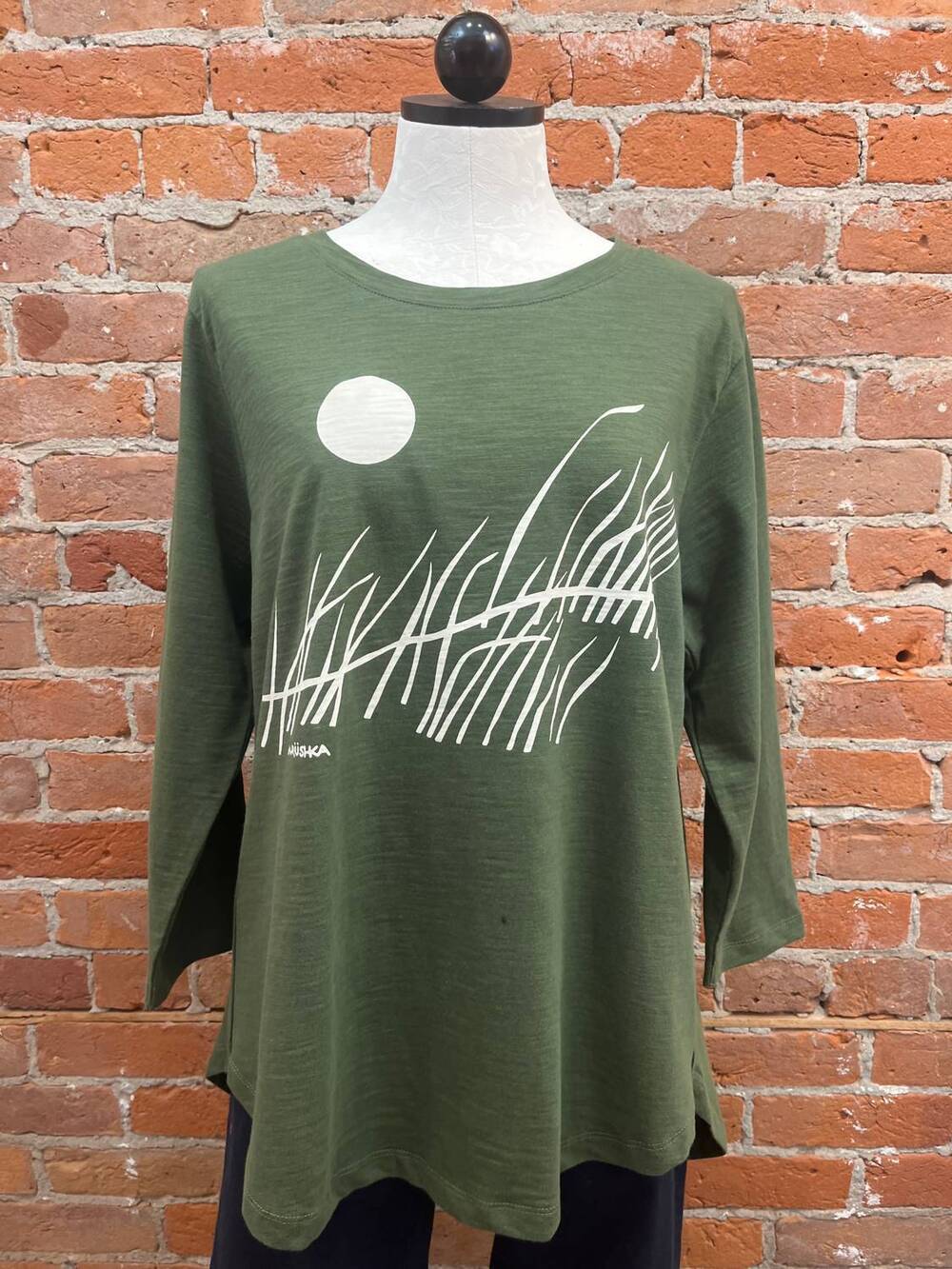 NEW MARUSHKA unisex - scoop neck three-quarter sleeves t-shirt in dune sun, natu
